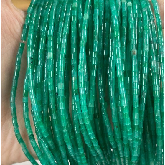 No_543_Enhanced Green Chalcedony Small Cylinder_2*2mm_(Sold Per Strand)