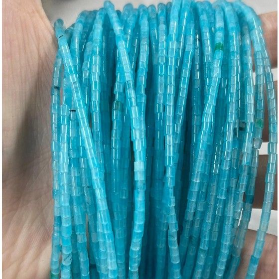 No_545_Enhanced Lake Blue Chalcedony Small Cylinder_2*2mm_(Sold Per Strand)