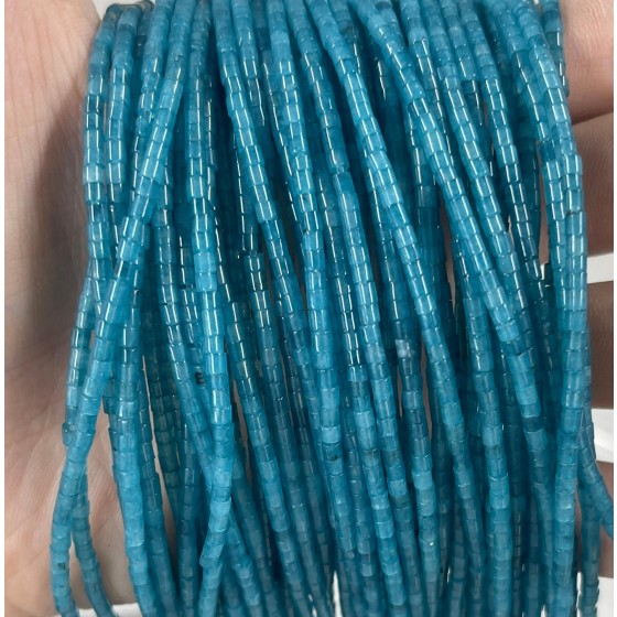 No_546_Enhanced Dark Blue Chalcedony Small Cylinder_2*2mm_(Sold Per Strand)
