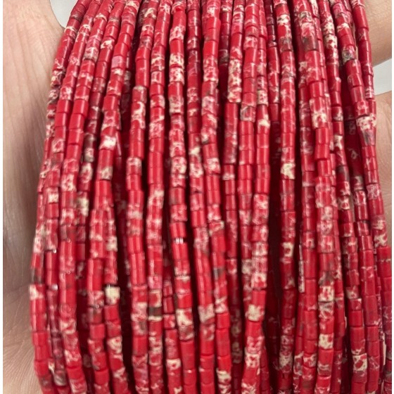 No_548_Synthetic Red Imperial Jasper Small Cylinder_2*2mm_(Sold Per Strand)