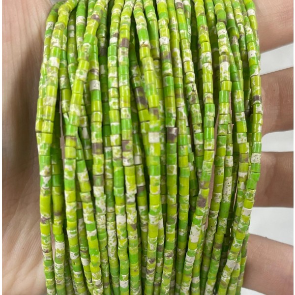 No_556_Synthetic Grass Green Imperial Jasper Small Cylinder_2*2mm_(Sold Per Strand)