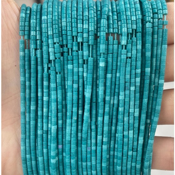 No_560_Synthetic Hole Green Stone Small Cylinder_2*2mm_(Sold Per Strand)