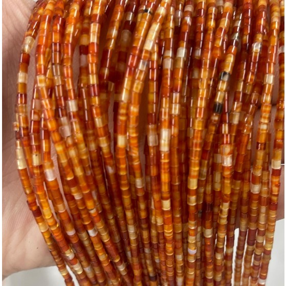 No_561_Natural Red Agate Small Cylinder_2*2mm_(Sold Per Strand)