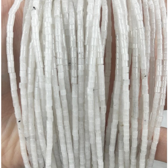 No_564_Natural White Jade Small Cylinder_2*2mm_(Sold Per Strand)