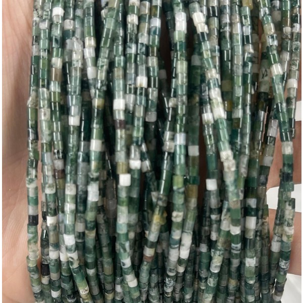 No_566_Natural Tree Agate Small Cylinder_2*2mm_(Sold Per Strand)