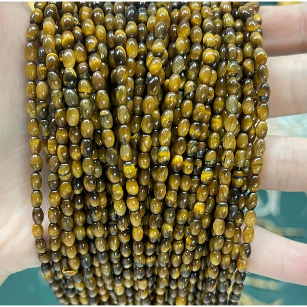 No_568_Natural Yellow Tiger Eye Stone Rice Bead_3*5mm_(Sold Per Strand)