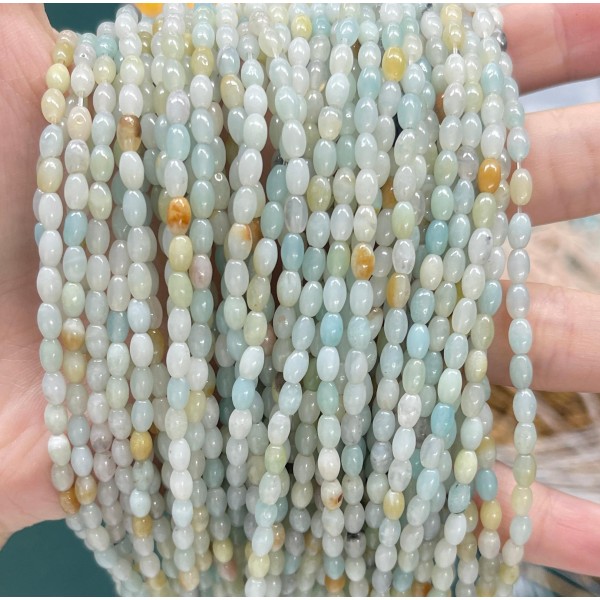 No_569_Natural Amazonite Rice Bead_3*5mm_(Sold Per Strand)