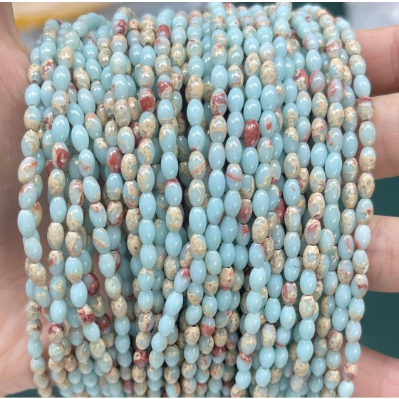 No_572_Synthetic Shoushan Stone Rice Beads_3*5mm_(Sold Per Strand)