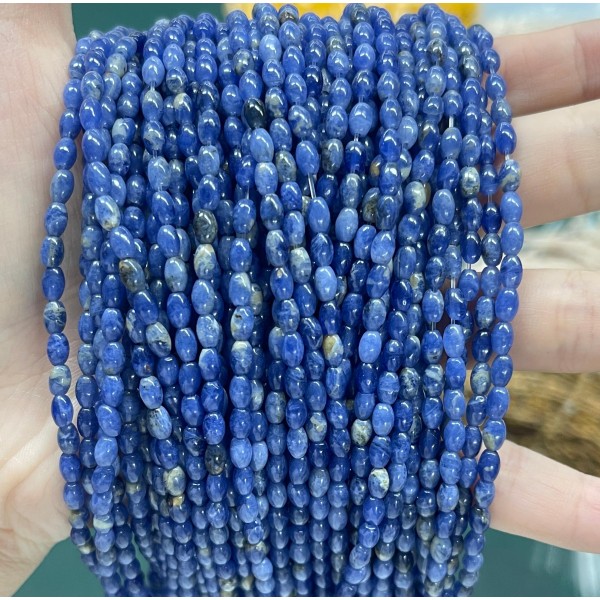 No_576_Natural Blue Lace Agate Rice Beads_3*5mm_(Sold Per Strand)