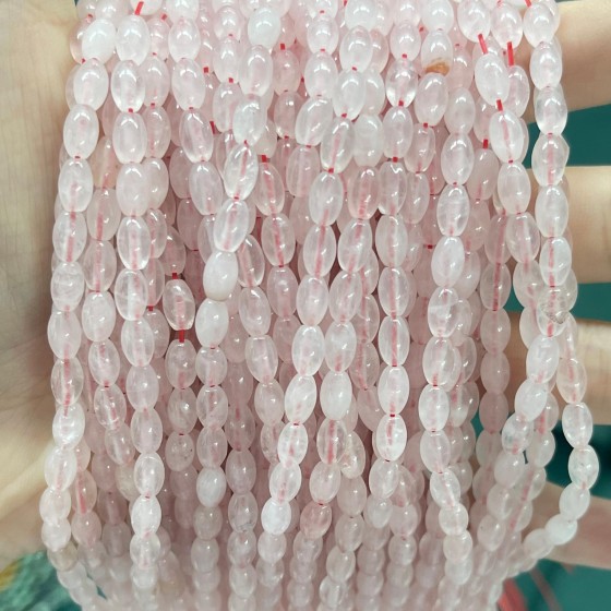 No_577_Natural Rose Quartzrice Beads_4*6mm_(Sold Per Strand)