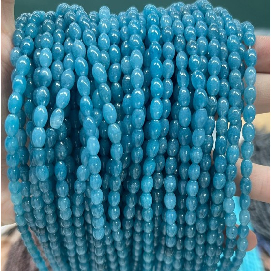 No_579_Enhanced Blue Chalcedony Rice Beads_4*6mm_(Sold Per Strand)