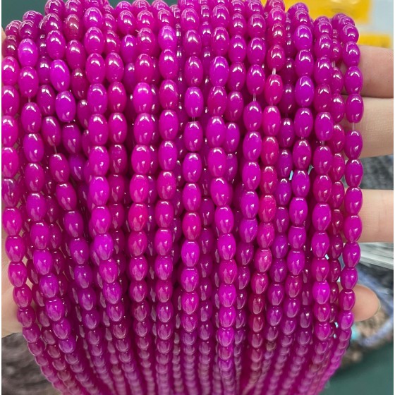 No_580_Enhanced Rose Red Chalcedony Rice Beads_4*6mm_(Sold Per Strand)