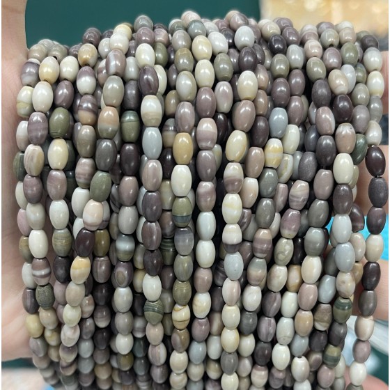 No_582_Natural Blue Striped Jasper Rice Beads_4*6mm_(Sold Per Strand)