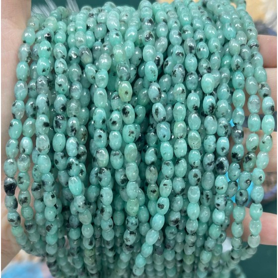 No_584_Enhanced Kiwi Stone Blue Stone Rice Beads_4*6mm_(Sold Per Strand)