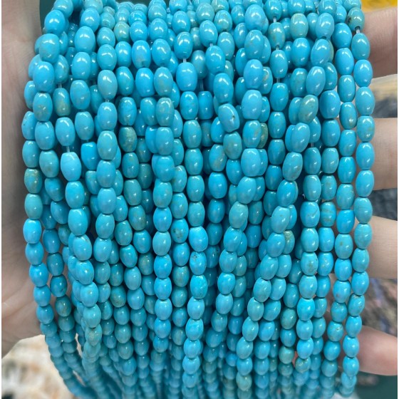 No_586_Enhanced Blue Turquoise Rice Beads_4*6mm_(Sold Per Strand)
