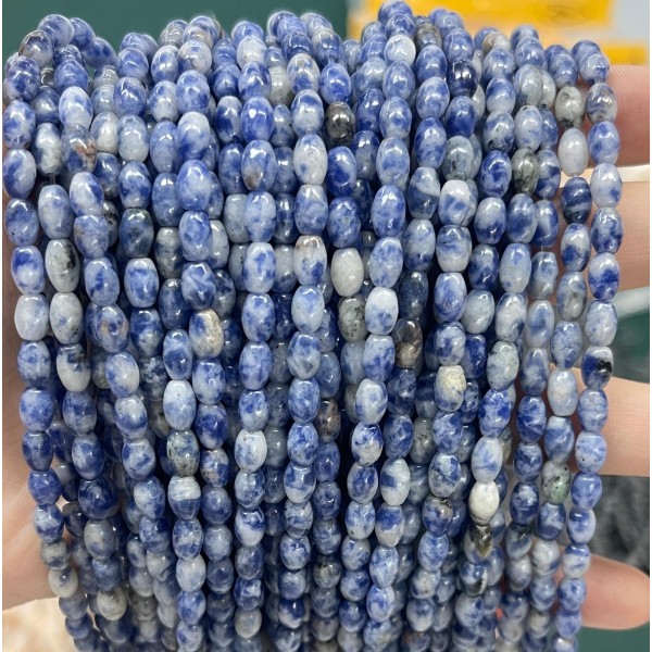 No_589_Natural Blue Spot Jasper Rice Beads_4*6mm_(Sold Per Strand)