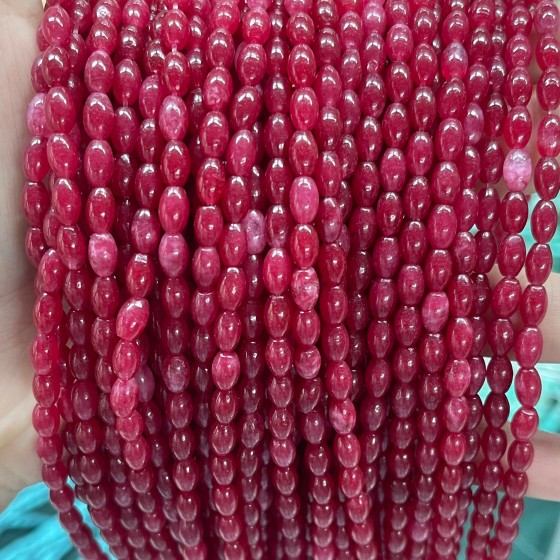 No_606_Enhanced Dark Red Chalcedony Seed Beads_4*6mm_(Sold Per Strand)