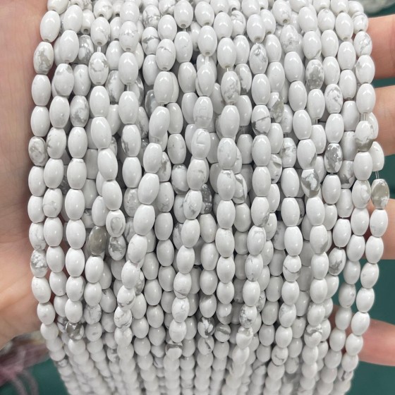 No_615_Natural White Turquoise Rice Beads_4*6mm_(Sold Per Strand)