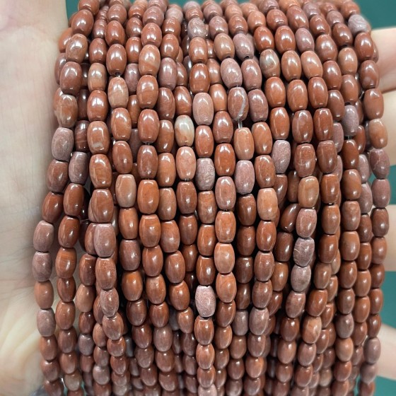 No_619_Natural Rhodonite Oval Beads_4*6mm_(Sold Per Strand)