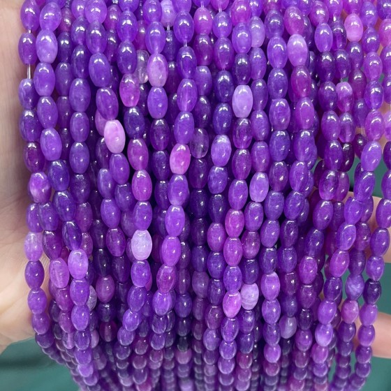 No_630_Enhanced Purple Chalcedony Rice Beads_4*6mm_(Sold Per Strand)