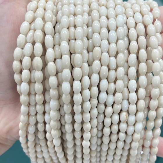 No_637_Natural White Fossil Stone Rice Beads_4*6mm_(Sold Per Strand)