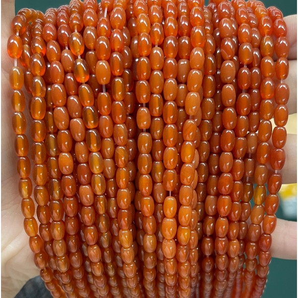No_643_7a Red Agate Rice Beads_4*6mm_(Sold Per Strand)