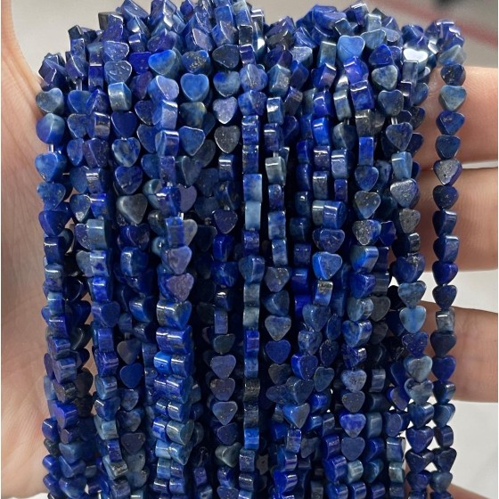 No_646_Enhanced Lapis Lazuli Flat Heart_4mm_(Sold Per Strand)