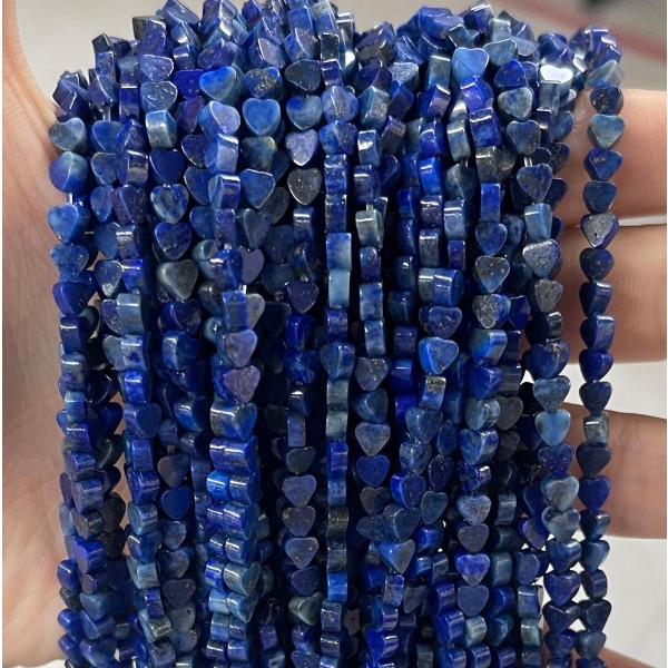 No_646_Enhanced Lapis Lazuli Flat Heart_4mm_(Sold Per Strand)