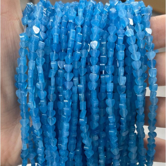 No_648_Enhanced Blue Chalcedony Flat Heart_4mm_(Sold Per Strand)