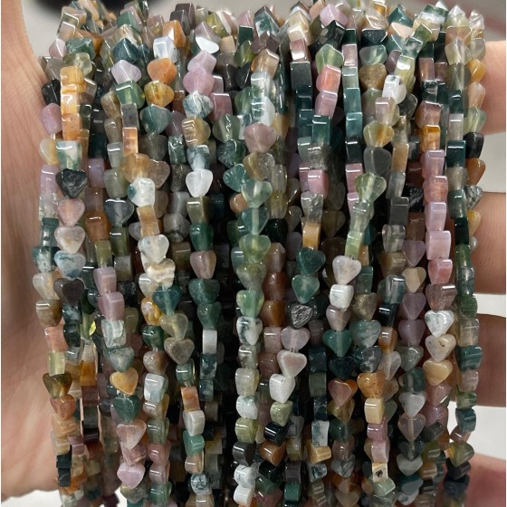 No_652_Natural Indian Agate Flat Heart_4mm_(Sold Per Strand)