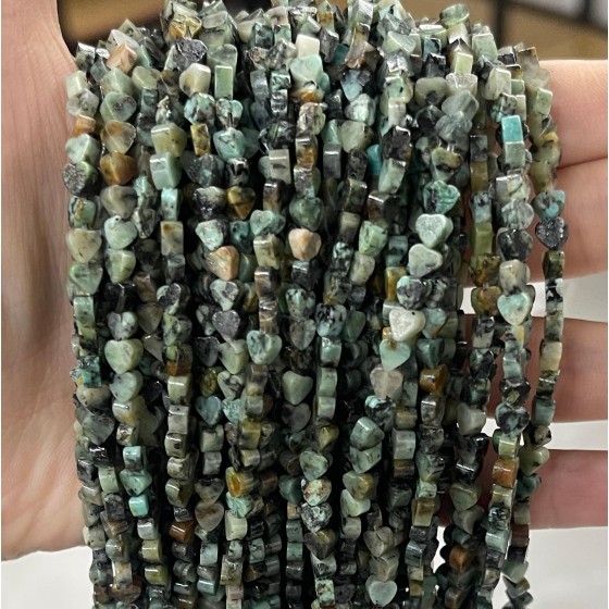 No_653_Natural African Turquoise Flat Heart_4mm_(Sold Per Strand)