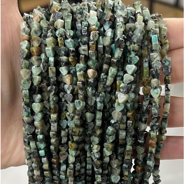 No_653_Natural African Turquoise Flat Heart_4mm_(Sold Per Strand)