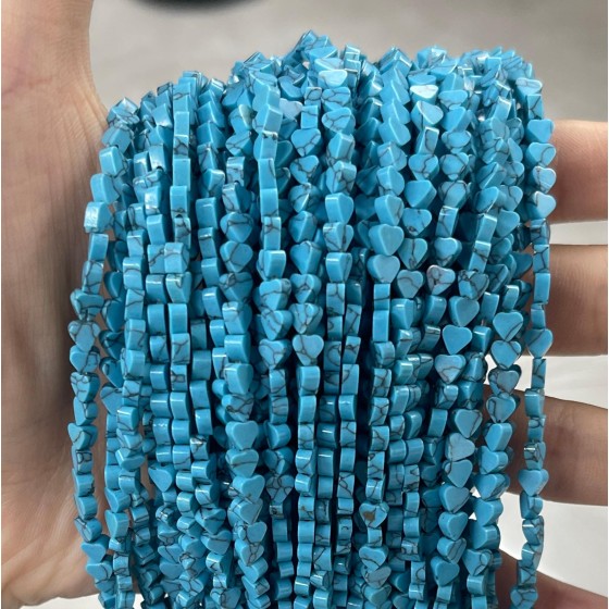 No_654_Synthetic Blue Turquoise Flat Heart_4mm_(Sold Per Strand)