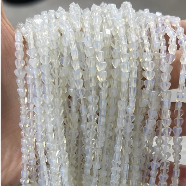 No_658_Synthetic Opal Flat Heart_4mm_(Sold Per Strand)