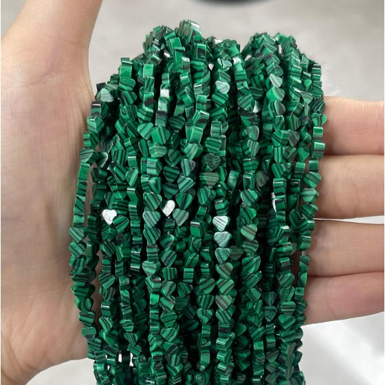 No_668_Synthetic Malachite Flat Heart_4mm_(Sold Per Strand)