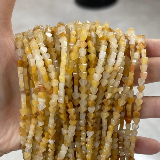 No_669_Yellow Jade Flat Heart_4mm_(Sold Per Strand)