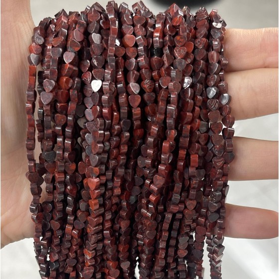 No_672_Natural Red Poppy Jasper Flat Heart_4mm_(Sold Per Strand)
