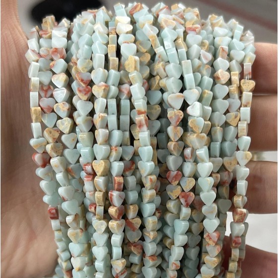 No_677_Synthetic Shoushan Stone Flat Heart_4mm_(Sold Per Strand)