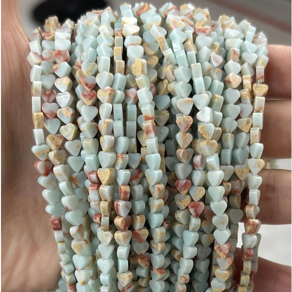 No_677_Synthetic Shoushan Stone Flat Heart_4mm_(Sold Per Strand)