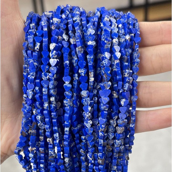No_681_Synthetic Dark Blue Imperial Jasper Flat Heart_4mm_(Sold Per Strand)