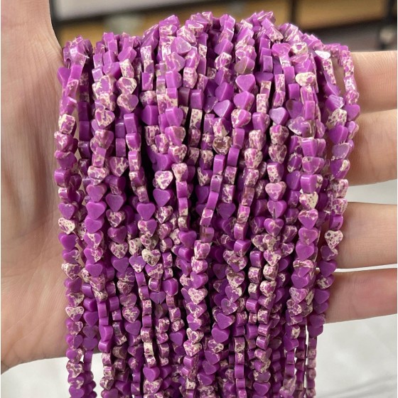 No_684_Synthetic Light Purple Imperial Jasper Flat Heart_4mm_(Sold Per Strand)