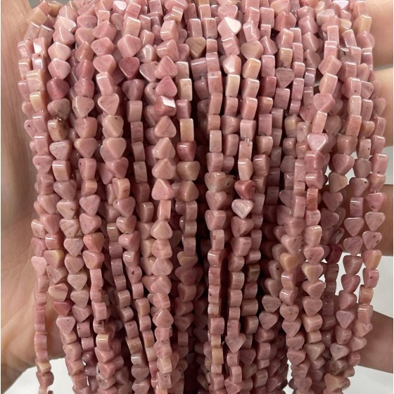 No_689_Natural Rhodonite Flat Heart_4mm_(Sold Per Strand)