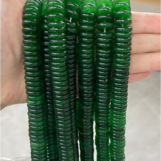 No_695_Enhanced Olive Green Chalcedony Spacer_4*12mm_(Sold Per Strand)