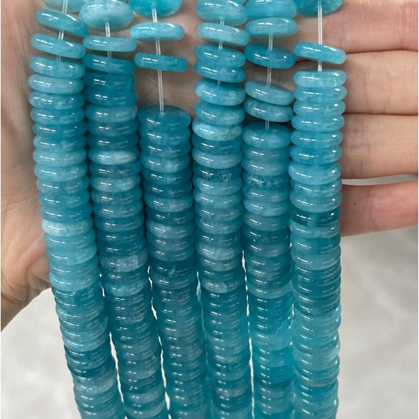 No_702_Enhanced Aquamarine Chalcedony Spacer_4*12mm_(Sold Per Strand)