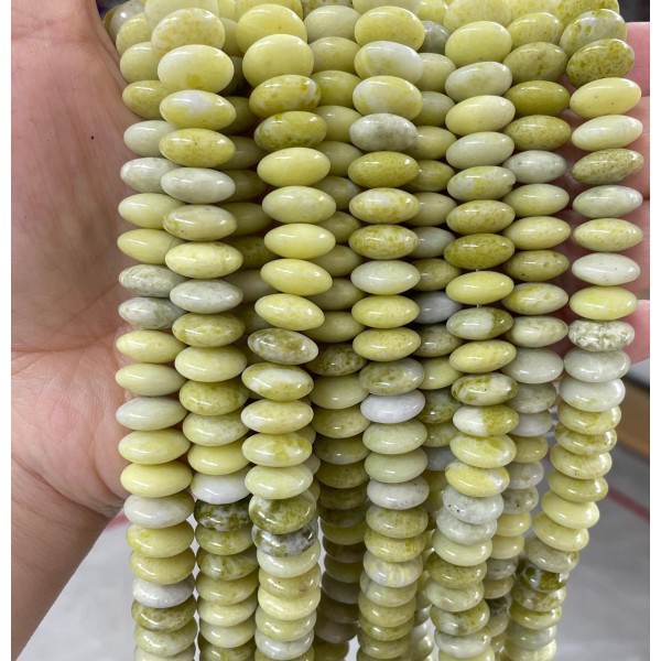 No_710_Natural Yellow Serpentine Flying Saucer Bead_5*12mm_(Sold Per Strand)
