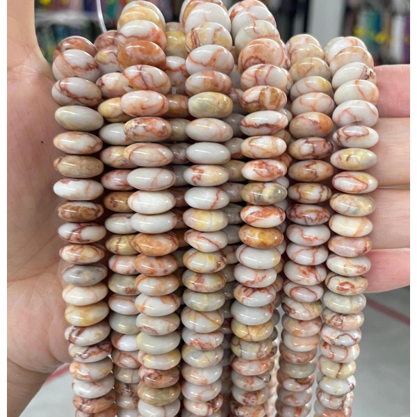 No_711_Natural Red Network Jasper Flying Saucer Bead_5*12mm_(Sold Per Strand)