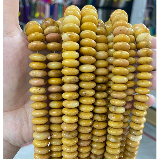 No_712_Natural Old Yellow Jade Flying Saucer Bead_5*12mm_(Sold Per Strand)