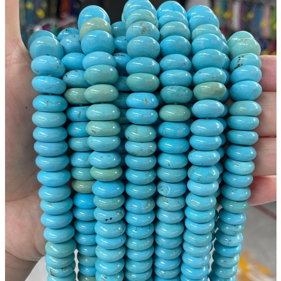 No_713_Enhanced Blue Turquoise Flying Saucer Bead_5*12mm_(Sold Per Strand)