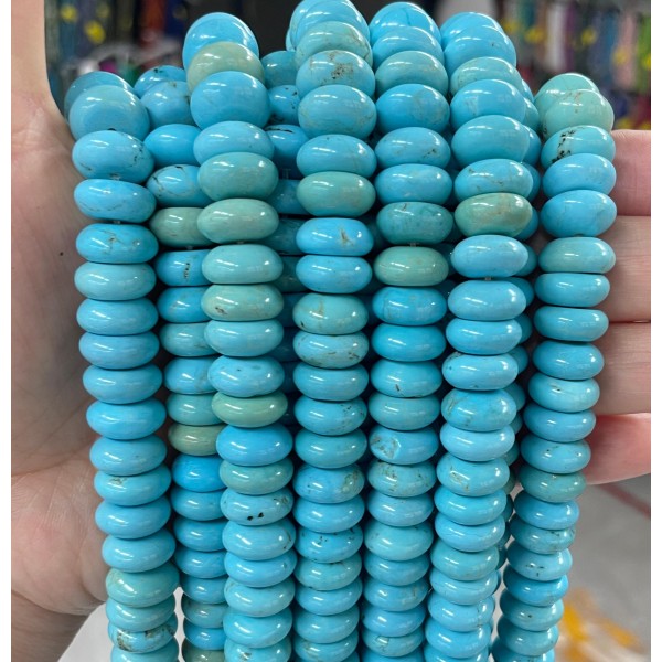 No_713_Enhanced Blue Turquoise Flying Saucer Bead_5*12mm_(Sold Per Strand)