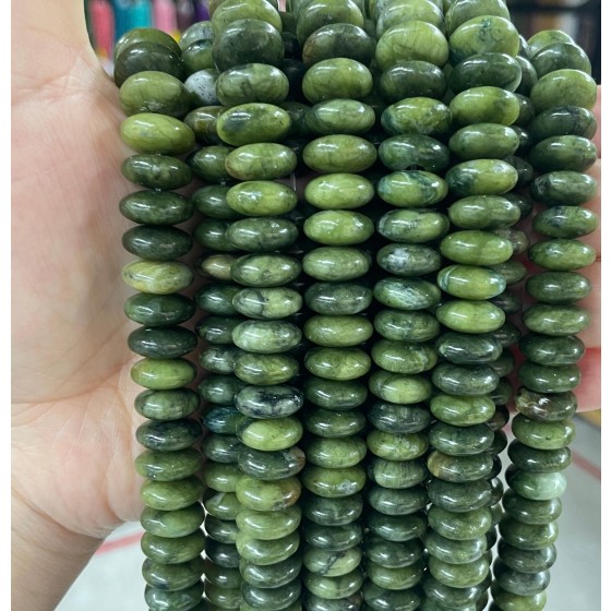 No_714_Natural Dark Southern Jade Flying Saucer Bead_5*12mm_(Sold Per Strand)